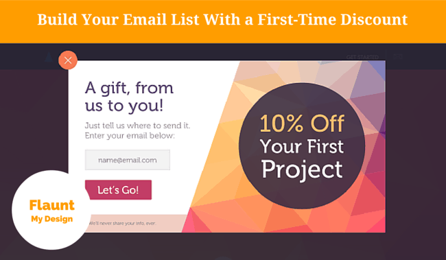 Build Your Email List With a First-Time Discount